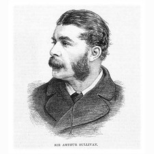 Sir Arthur Sullivan, English Composer - Antique Print 1883