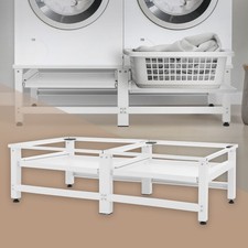 Socle machine à laver double avec étagère base sèche-linge blanc 150 kg/support
