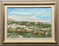 Impressionniste Large Paysage Mur de la Ville Église Berge Neige Nuages