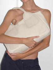 PalomaWool Big Cornelia Real Leather Shoulder Tote Bag File Bag in Blue / White