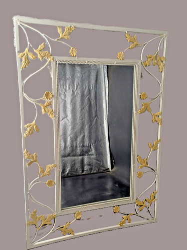 Miroir vintage métal blanc - miroir,