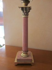 LAMPE PETROLE 19E MARBRE ROSE