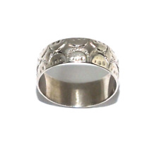 Femmes / Joliment à Motifs 9ct Blanc Vintage Or Bande Bague,Royaume-uni Taille M