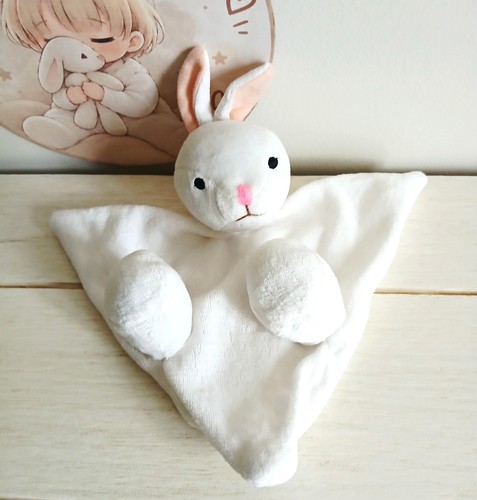 Doudou peluche lapin semi - , plat