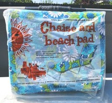 Vtg NOS Floral Lawn Chair Vinyl Cushion 72×20" Outdoor Chaise Mod Flower Kitschy