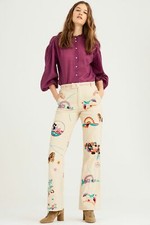 Antik Batik Hair Embroidered Trouser Corduroy Pants Size XS 36