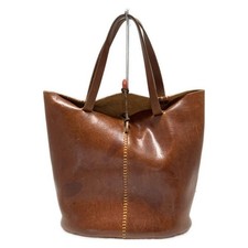 Auth HENRY CUIR - Dark Brown Leather Tote Bag