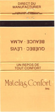 Quebec Levis Canada Matelas Confort Inc. Mattress Vintage Matchbook Cover