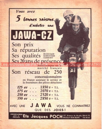 Publicité jawa 125 - jawa-cz, 250