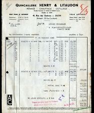 DIJON (21) QUINCAILLERIE CHAUFFAGE & OUTILLAGE en gros "HENRY & LITAUDON" en1940