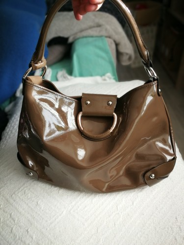 Sac main marron verni - sac, à