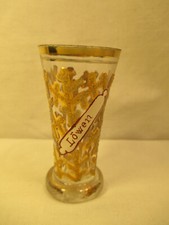 Lions Restaurant Souvenir Schnapps Glass Um 1900 Painted Enamel Old Stamperl