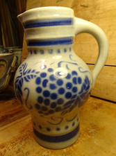 very nice old water/wine jug terracotta blue earthenware late 19th century