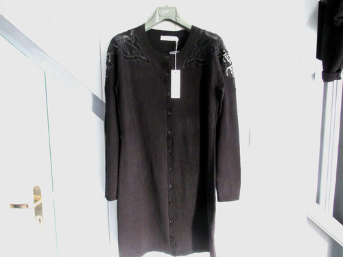 Gilet long noir dentelle - à, t