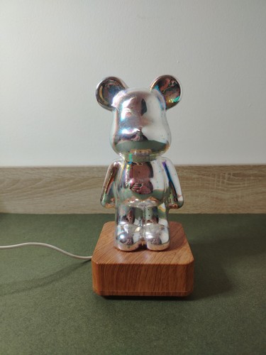Figurine statue ours chromée