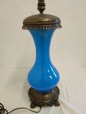 Antique Blue Opaline Lamp /