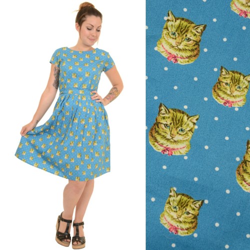 Rétro bleu chat chaton - bleu,