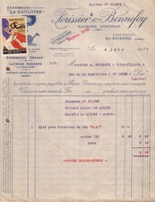 SAINT ETIENNE - FACTURE + VIGNETTE FORISSIER & BONNEFOY ECREMEUSE GAULOISE 1932