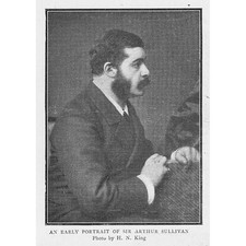 Sir Arthur Sullivan An Early Portrait - Antique Print 1900