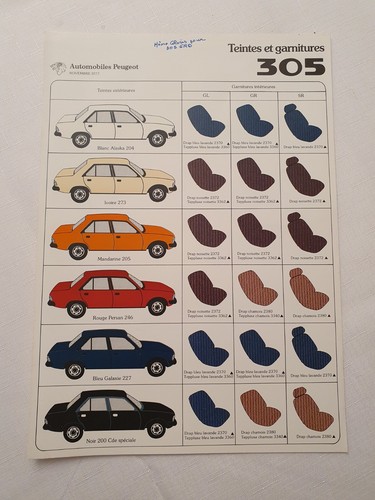 Catalogue nuancier peugeot 305 - peugeot,