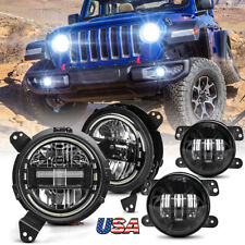 For Jeep Wrangler JL Gladiator JT 2018-2025 130W Halo Led Headlights + Fog Light