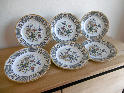 Six assiettes plates faience - assiettes,