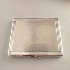 Poudrier de sac avec miroir ancien Argent massif guilloché Style Art Déco