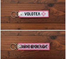 Porte Clé Brodé Avion Flamme