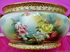 Antique Rose Canopy Earthenware Art Nouveau Pot Cache Old Roses Briefs 