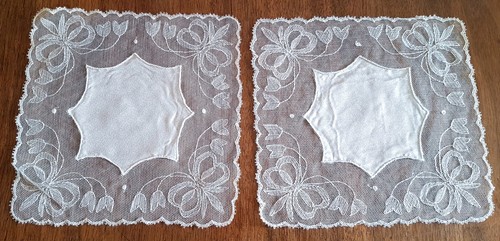 Napperons anciens en tulle - 2,