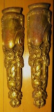 ANTIQUE BRONZE FURNITURE SET ACANTHUS LAURELS TASSELS RIBBON H: 21.5