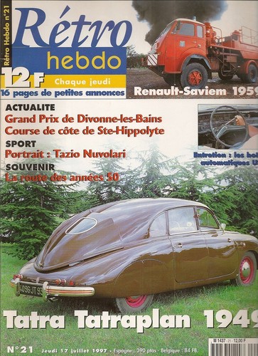 Retro hebdo tatra tatraplan - tatra,