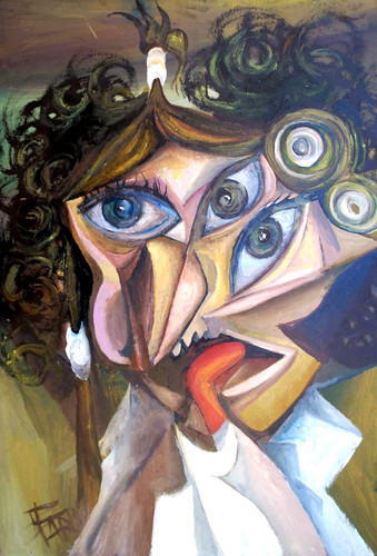 Une femme regarde dans - une, se