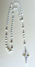 CHAPELET ANCIEN EN PERLES ET COEUR DE NACRE ET MONTURE EN ARGENT