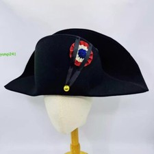 2025 Napoleon French Captains Bicorne Hat Cosplay Woolen Cap Accessories New