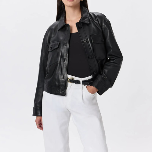 Veste camionneur cuir noir - veste,