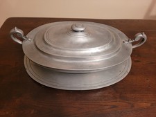 Soupière Et Son Plateau Etain