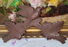 ANCIEN FRONTON D'HORLOGE COUCOU OISEAU BOIS SCULPTÉ FORÊT NOIRE