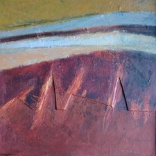 Pretty painting on abstract cardboard mixed media / collages painting / signed 