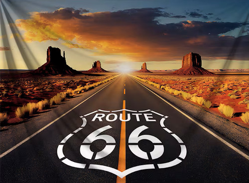 Drapeau route neuf et - route, 66,