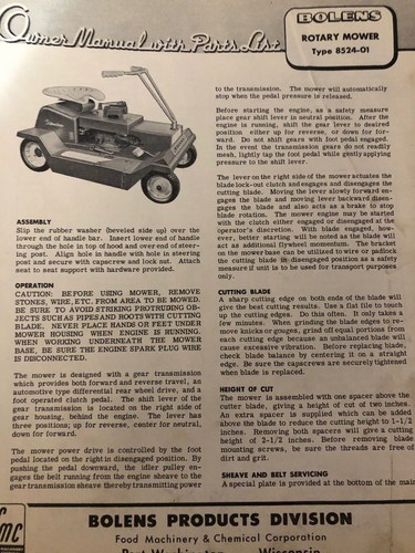 Bolens rotary mower type - bolens,