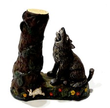 Folk Art Collectible Fox Piggy Box Cast Iron