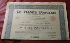 LE VIAGER FONCIER action 500 Francs bonds 1921 DIJON