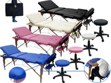 TABLE DE MASSAGE 3 ZONES REIKI + TABOURET MANUCURE LIT ESTHETIQUE PLIANTE + SAC