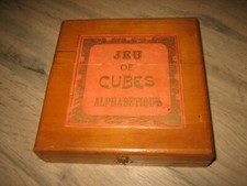 Ancien Jeu de Cubes Alphabétique en bois
