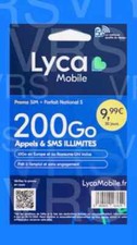 Lyca Carte SIM  Prépayée avec 200Go /Appel Sms illimités 4-5G /30 jour inclus