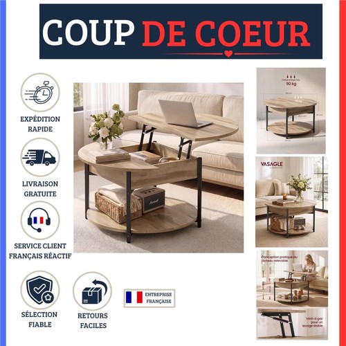 Table basse ronde relevable