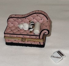 PHB Chaise Lounge Porcelain TRINKET BOX Sofa Chocolates Cat VTG Vintage Midwest