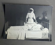 Antique PHOTO man nurse hospital bed