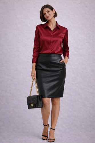 Chemise femme satiné rouge - femme,
